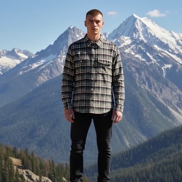 Everlane Flannel Shirt Men M Beech Plaid Brushed Cotton Outdoors Cabin Gorpcore - Picture 3 of 16